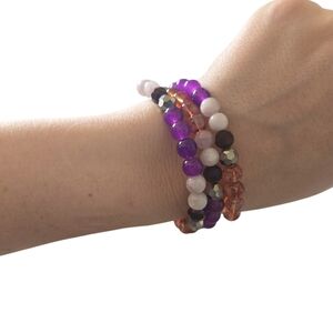 Gemstone Memory Wire Bracelet • Handmade Layered Wrap. 205